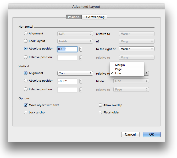 advanced options word for mac 2011